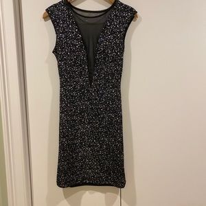 Black dress with blue and silver sparkles